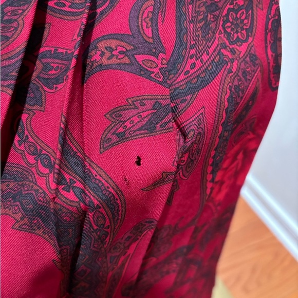 70s ABECROMBIE & FITCH BURGUNDY WHIMSIGOTH ROSE & PAISLEY KNIFE PLEAT MAXI SKIRT - Picture 9 of 13